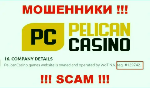 Рег. номер PelicanCasino Games, который взят с их официального сайта - 12974