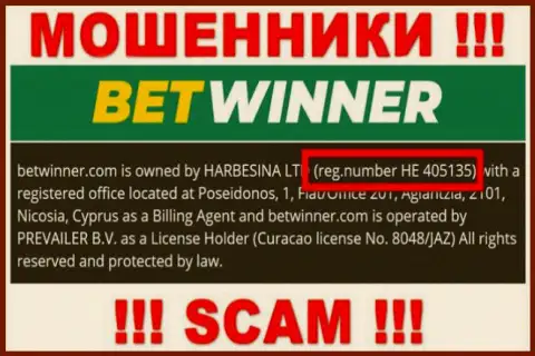 HE 405135 - это регистрационный номер Bet Winner, который приведен на официальном онлайн-сервисе компании