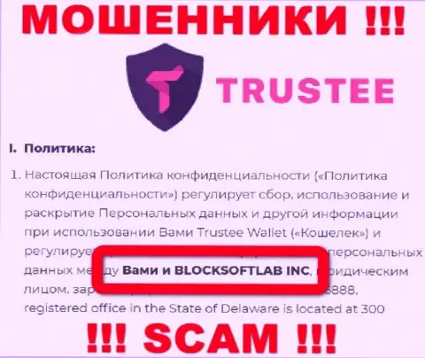 BLOCKSOFTLAB INC владеет организацией Trustee Wallet - это ЖУЛИКИ !!!