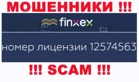Finxex прячут свою мошенническую суть, размещая у себя на web-ресурсе лицензию