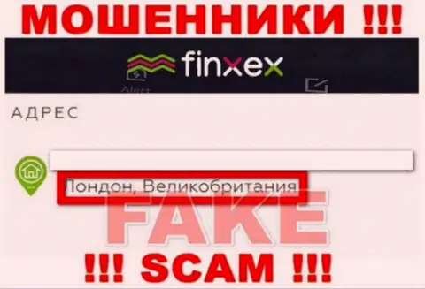 Finxex Com решили не распространяться о своем достоверном адресе регистрации