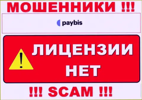 Информации о лицензионном документе PayBis на их официальном веб-ресурсе не приведено - это РАЗВОД !!!