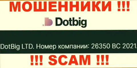 Номер регистрации мошенников DotBig, представленный ими на их сайте: 26350 BC 2021