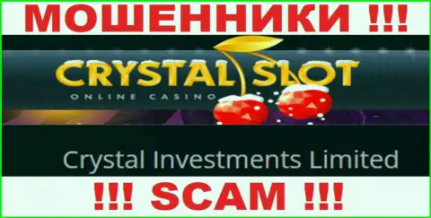 Компания, которая управляет мошенниками CrystalSlot Com это Crystal Investments Limited