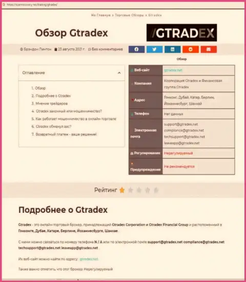 GTradex Net - это МАХИНАТОРЫ ! Условия сотрудничества, как ловушка для лохов - обзор деяний