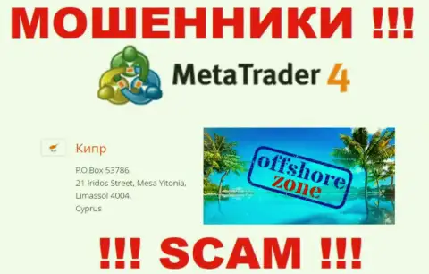 Базируются мошенники МетаТрейдер 4 в оффшоре  - Limassol, Cyprus, будьте крайне осторожны !