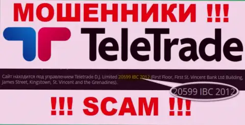 Номер регистрации интернет-разводил ТелеТрейд Ру (20599 IBC 2012) никак не доказывает их надежность