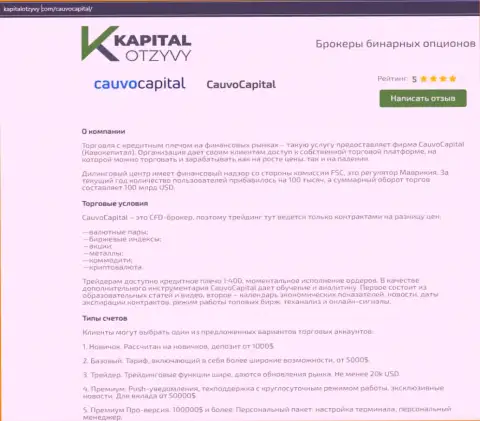 Очередная объективная публикация о дилинговой компании КаувоКапитал на онлайн-ресурсе KapitalOtzyvy Com