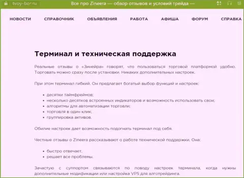 Подробный обзор функционала официального сайта брокерской организации Zinnera в статье на сервисе Твой-Бор Ру