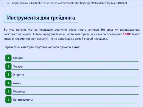 Инструменты рынка дилинговой компании Киехо рассмотрены в обзоре на онлайн-ресурсе ФуллИнвест Биз