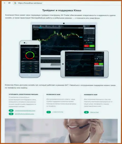 Об услугах технической поддержки брокера Киексо в информационной статье на сайте Форекс4Фри Нет