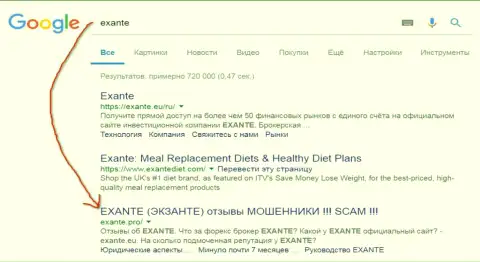 Пользователи Google предупреждены, что Экзант - это МОШЕННИКИ !!!