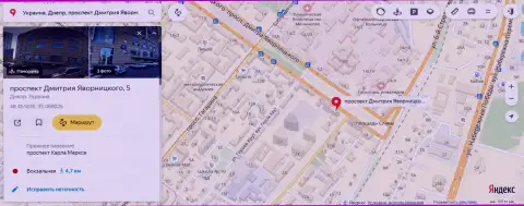 Представленный одним из служащих 770Капитал адрес места нахождения лохотронной Форекс брокерской конторы на Yandex Maps